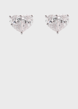 Серьги-гвоздики с бриллиантами в форме сердца, фото