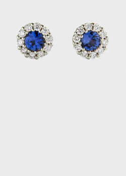 Сережки-пусети з синіми сапфірами і діамантами, фото
