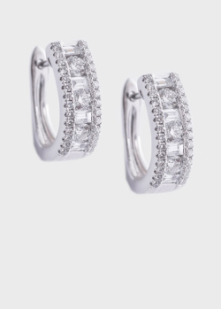 Серьги-кольца с белыми бриллиантами, фото