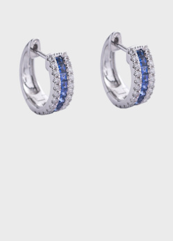 Сережки-кільця з сапфірами та діамантами, фото