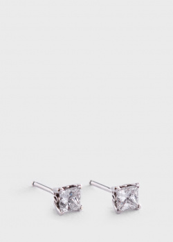 Серьги-гвоздики с бриллиантами 0.71ct квадратной формы, фото