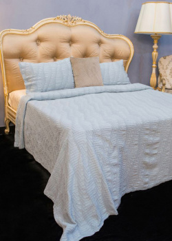 Покривало блакитне Villa Grazia Bard Premium з орнаментом + 2 наволочки, фото