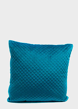 Синяяя подушка стёганая Stof Bleu велюровая, фото