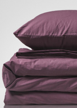 Комплект постільної білизни Home me Післясмак інжиру фіолетово-бордового кольору (2-спальний євро), фото