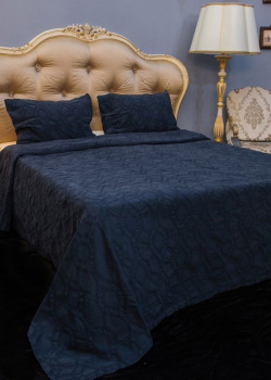 Покрывало  темно-синее Villa Grazia Nos Premium с орнаментом + 2 наволочки, фото