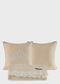Бежеве покривало Penelope Marin 220х240см з декоративними подушками, фото