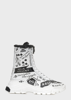 Ботинки из кожи Dolce&Gabbana с надписями, фото