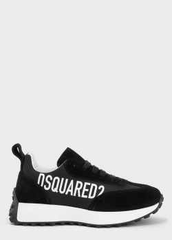 Черные кроссовки Dsquared2 с фирменным принтом, фото