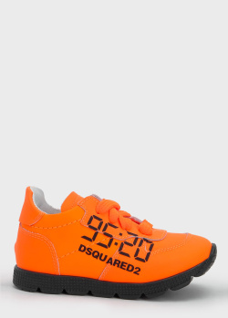 Оранжевые кроссовки Dsquared2 из матовой кожи, фото