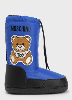 Синие сапоги Moschino с медведем, фото