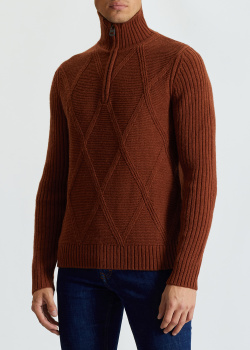 Терракотовый свитер Fred Mello с ромбовидным узором, фото