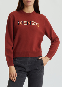 Бордовый свитер Kenzo с логотипом, фото