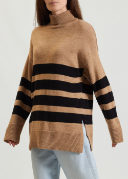 Подовжений светр Kontatto коричнево-чорний, фото