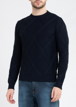 Шерстяной свитер Billionaire темно-синего цвета, фото