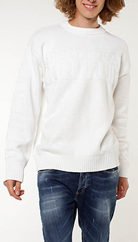 Білий светр Versace Jeans Couture з вишитим лого, фото