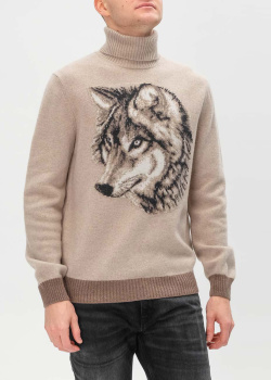 Вовняний светр Pashmere з малюнком вовка, фото