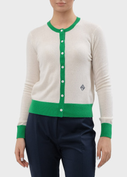 Кашемировый кардиган Polo Ralph Lauren с зелеными вставками, фото