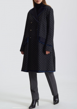 Синє пальто Iva Nerolli з контрастною прострочкою, фото