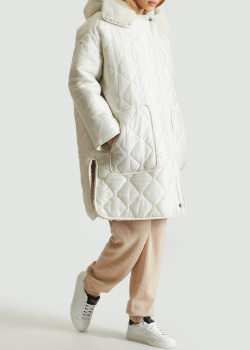 Пальто стьобане Yves Salomon з капюшоном, фото