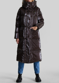 Стеганое пальто Blauer коричневого цвета с блеском, фото