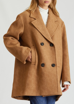 Шерстяное пальто Pinko с фирменным узором, фото