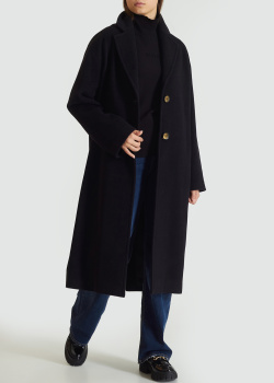 Чорне пальто Pinko із вовни з кашеміром, фото