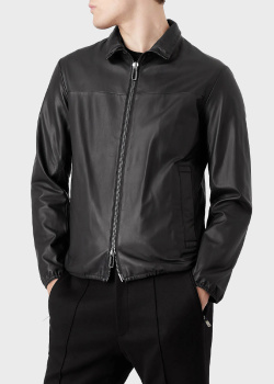 Шкіряна куртка Emporio Armani з прорізними кишенями, фото