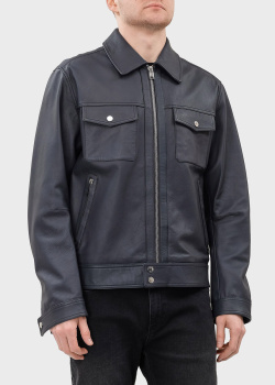 Кожаная куртка Hugo Boss с накладными карманами, фото