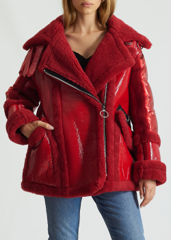 Красная дубленка Nicole Benisti с объемными карманами, фото
