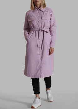 Длинная утепленная куртка-рубашка с поясом Marchi Lesya лилового цвета, фото