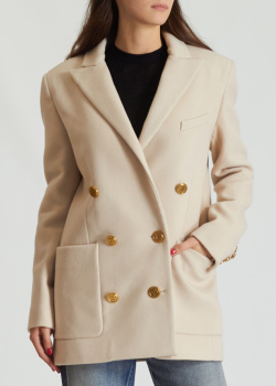 Кашемировое пальто Balmain бежевого цвета, фото
