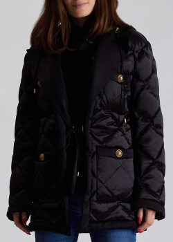 Черная куртка Balmain с ромбовидной стежкой, фото