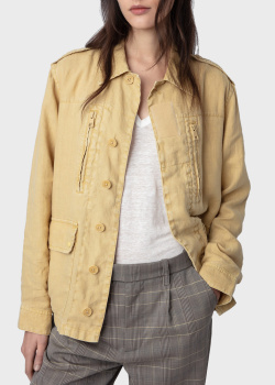 Лляна куртка-сорочка Zadig & Voltaire Peace & Love світло-жовтого кольору, фото
