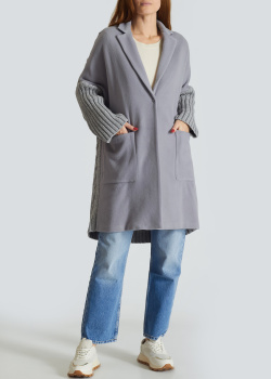 Сіре пальто Semicouture із змішаної вовни з кашеміром, фото