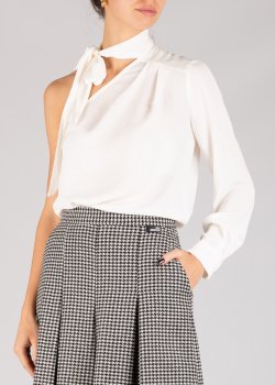 Шелковая белая блузка Penny Black с одним рукавом, фото