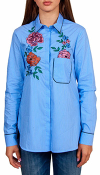 Рубашка Sfizio голубого цвета в тонкую белую полоску, фото