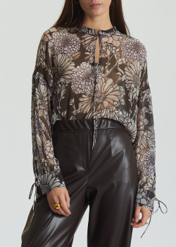 Полупрозрачная блуза из креп-вискозы Luisa Cerano с цветочным принтом, фото