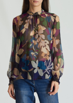 Шелковая блузка Luisa Cerano с флористическим принтом, фото