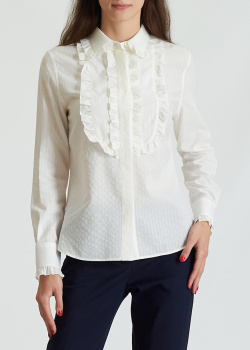 Рубашка из смеси хлопка с шелком Saint Laurent с рюшами, фото