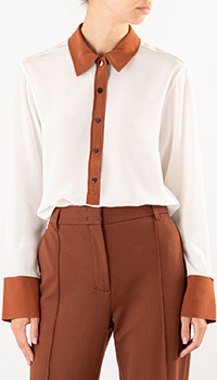 Шовкова блузка Dorothee Schumacher з контрастним коміром, фото