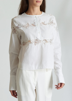 Біла сорочка Ermanno Scervino з вишивкою в тон, фото