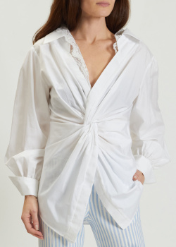 Белая блузка Ermanno Sсervino с кружевной вставкой, фото
