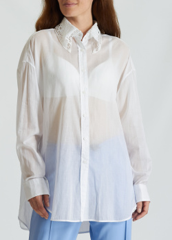 Белая рубашка Ermanno Scervino с ажурным воротником, фото