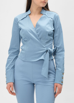 Сорочка на запах Elisabetta Franchi блакитного кольору, фото