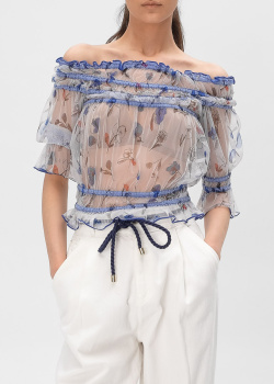 Прозрачная блузка Emporio Armani с открытыми плечами, фото