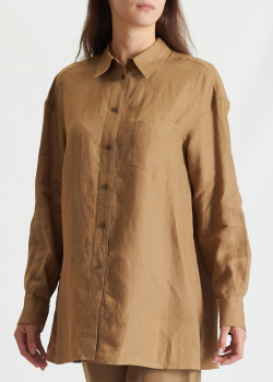 Льняная рубашка Loro Piana коричневого цвета, фото