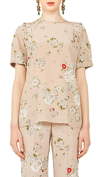 Шовкова блузка N21 з квітковим візерунком, фото