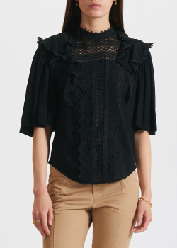 Блузка с шелком Isabel Marant черного цвета, фото