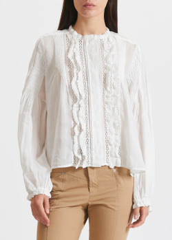 Біла блузка Isabel Marant із вставкою-гофре, фото