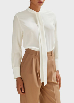 Шовкова блузка Hugo Boss білого кольору, фото
